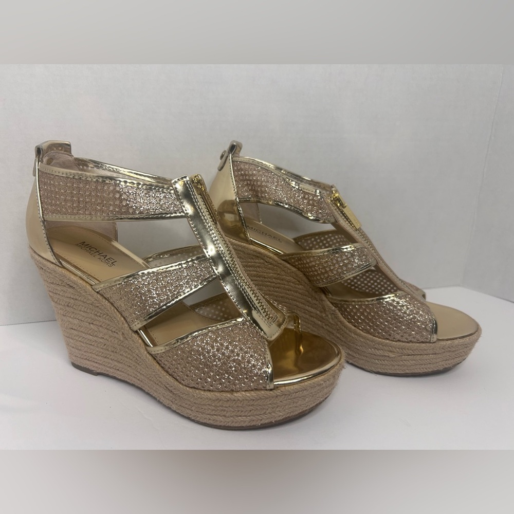 Sexy Michael Kors Gold Shimmer Wedge Sandal!